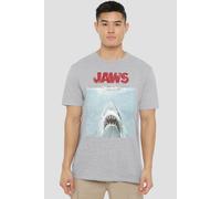 NBCU Jaws Movie Poster T-Shirt, Athletic Heather in Grey | Size: 2XL NBCU Grey 2XL