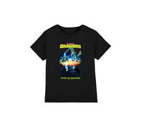 NBCU Toothless & Dragons Poster Kids T-Shirt, Black | Size: 12-13 Years NBCU Black 12-13 Years