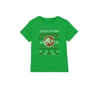 NBCU Universal Jurassic World Christmas Jumper Jingle Roars Kids Tee, Green | Size: 3-4 Years NBCU Green 3-4 Years