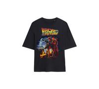 NBCU Women's Back To The Future 80'S Block Oversized T-Shirt, Black | Size: Small NBCU Black S