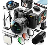 NBD 4K 48MP Digital Photography Camera - Autofocus, 16X Zoom, App Control, Macro & Wide-Angle Lenses, Webcam Function, Includes 16 Accessories, 32GB SD Card & 2 Batteries(Black)