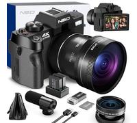 NBD 4K Digital Cameras for Photography - 48MP/60FPS Video Camera for Vlogging, WiFi & App Control, YouTube Vlogging Camera with 32GB TF Card. Wide-Angle & Macro Lens Included (Black)