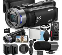 NBD 4K Video Camera Camcorder Ultra 48MP Vlogging Camera for YouTube,16X Digital Zoom Camcorder 3.0" IPS 270° Flip Screen with Mic,Fill Light,2 Batteries and 32G SD Card(Black)