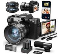 NBD 5K 64MP Digital Cameras for Photography - 16X Zoom with Autofocus, WiFi & App Control, Anti-Shake, 180° Flip Screen, Includes 64GB TF Card, 52mm Wide Angle and Macro Lens (Black)
