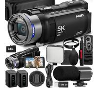 NBD 5K Video Camera Camcorder Ultra 48MP Vlogging Camera for YouTube,16X Digital Zoom Camcorder 3.0" IPS 270° Flip Screen with Mic,Fill Light,2 Batteries and 32G SD Card(Black)