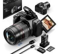 NBD 64MP Digital Camera, 4K Ultra HD & 12X Optical Zoom, 3-inch 270° Flip Screen, Wi-Fi App Control, 64GB SD Card + Flash + 2 Batteries for Vlogging, YouTube & Wildlife Photography (Graphite)