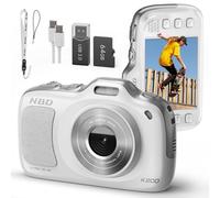 NBD 64MP Digital Camera with 4K Vlogging Capability, 16x Zoom Autofocus, 2.8" IPS Screen, 16 Filters & 8 Modes, Includes 64GB TF Card (White)