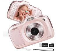 NBD 64MP Digital Cameras for Photography,4K Point and Shoot Camera,16X Zoom Compact Travel Cameras, Auto Focus Camera for Beginners Teens Kids and Lover Gift,Includes 64GB TF Card (Pink)