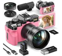 NBD 8K Digital Camera 64MP, Autofocus, 16X Digital Zoom, Pink