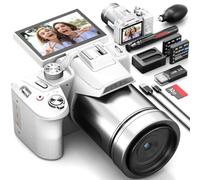 NBD 8K Digital Camera 64MP, Autofocus, 16X Digital Zoom, White | 180° Flip Screen, WiFi, Hot Shoe, 2 Batteries, 32GB Card, 8K/15FPS, 4K/60FPS, Micro HDMI, Vlogging