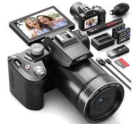 NBD 8K Digital Camera 64MP UHD, Autofocus Vlogging Camera with 180° Flip Screen & WiFi, 16X Zoom Compact Camera with 1.8 Night Vision, Hot Shoe, 64GB TF Card & 2 Batteries (Graphite)