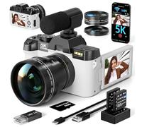 NBD Digital Cameras for Photography 5K,48MP Autofocus Vlogging Camera for YouTube with 32GB TF Card & 2 Batteries,16X Zoom Anti-Shake Video Camera with 52mm White MC-US-S110-WW-Z5-C-2507