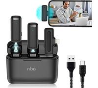nbe Dual Wireless Lavalier Microphones for Smartphones Recording Mic for Live Streaming Vlog YouTube Facebook TikTok 10-Hour Battery Life with Portable Charging Case
