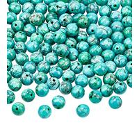 NBEADS 1 Box 120 Pcs/Box Natural Turquoise Dyed Beads Round Loose Beads Turquoise Gemstone for Jewelry Making Crafts, 8mm, Hole: 1mm
