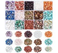NBEADS 1 Box About 3450 Pcs Natural Chip Gemstone, 15 Styles No Hole Crystals Polishing Crushed Stones Irregular Shaped Loose Stone Jewelry Making Craft Gift, 2~4mm