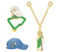 NBEADS 1 Pair Hat Chain Pins, Personalized Hat Decorations Pins Christ Hat Brooch for Baseball Caps Fashion Lovers Badge Lapel Decoration, Golden Green, 8.3x2.5cm