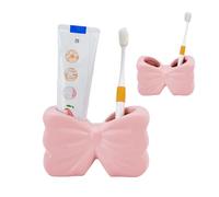 NBEADS 1 Pc Bow Toothbrush Holder, Resin Bathroom Countertop Storage 2 Slots Bowknot Tooth Brush Holder for Bedroom Bathroom Countertop Accessories, Pink