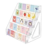 NBEADS 1 Set Bookmark Display Stand, 5-Tier 25-Grid Acrylic Card Display Stand Portable Sticker Holder for Vendor Events Retail Greeting Cards Postcards Stickers Brochures, 33.3x24.2x36cm