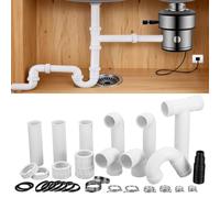 NBEADS 1 Set Garbage Disposal Installation Kit, Double Sink Waste Drain Pipe Kit with Grabage Disposal Connector for Kitchen Sink, Simple Install, Leak Proof