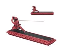 NBEADS 1 Set Japanese Style Samurai Incense Holder, 28.5x11x7cm PLA Warrior Statue Incense Burner with Storage Box and Ash Catcher for Home Office Teahouse Zen Decor, Red