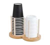 NBEADS 1 Set Tumbler Lids Organizer, Wood Cup Drying Rack 2-in-1 Double-Circle Standing Storage Holder for Mason Jar Lids Cups BottlesKitchen Organizers and Storage, 111.5x202x120mm