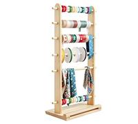 NBEADS 1 Set Wooden Ribbon Organizer, 6-Tier Ribbon Holder for Craft Room Storage Florist Spool Rack Wreath Making Supplies for Sewing Craft Gift Wrapping, 41.2x30x43.35cm
