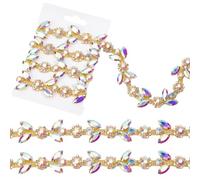 NBEADS 1 Yard Golden AB Crystal Rhinestone Trim Chain, Diamond Sewing Trim Sparkly Rhinestone Applique for Sewing Crafts Fashion DIY Jewelry Dress Embellishment