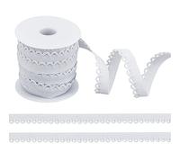 NBEADS 10.94 Yards Edge Lingerie Elastic Stretch, 12mm Flat with Laciness Elastic Cord Strap Edge Crocheted Lace Cord Ribbon for DIY Sewing Making, Wedding Decorations and Gift Wrapping, WhiteSmoke
