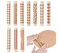 NBEADS 10 Pcs 10 Styles Clay Texture Rollers, Ceramics Potters Stamp Roller Tools Textured Rolling Pins for Slab Building Sculpting Handmade Craft Art DIY Design, 11.1x1.6cm