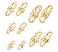 NBEADS 10 Pcs Brass D-Rings Anchor Shackle Clasps, 5 Sizes Real 18K Gold Snap Hook Swivel Clasp U-Shaped Horseshoe Buckle for Jewelry Making DIY Purse Strap Replacement