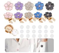 NBEADS 10 Pcs Button Covers for Women with 20 Pcs 11mm/0.4 Inch Sewing Buttons, 5 Colors Flower Cufflinks Clip-On Decorative Buttons for Blouses Shirts Clothing Embellishments