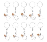 NBEADS 10 Pcs Glass Bottle Keychains, Mini Glass Bottles Wish Jar Keychains with Corks Lids for DIY Crafts Wedding Favors Party Home Decoration, Platinum