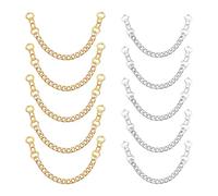 NBEADS 10 Pcs Iron Coat Hanging Chains, 170mm Metal Coat Loops Hanging Chain with Alloy Hanger Rings for Clothes Decorative Accessories, Platinum & Golden