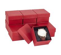 NBEADS 10 Pcs Paper Gift Boxes, 8.6x8x5.2cm Square Watch Box Kraft Jewelry Gift Box with Pillow Cardboard Bracelet Storage Box for Jewelry Anniversaries Weddings Birthdays Gift, Indian Red