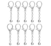NBEADS 10 Pcs Turn Pins Into Keychain Converter, Alloy Lobster Claw Clasps with Iron Cable Chains, Keychain Clasp Findings for Jewelry Making Crafts Pin Display Bag Accessories, Platinum