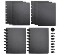 NBEADS 10 Sets Discbound Notebook Cover and Disc Set, 8.66x6.30 Inch A5 Plastic tul Compatible Cover Quiet-Snap Rings Fit Tul Arc Happy Planner Pages for School Office Home Budget, Black