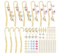 NBEADS 10 Sets DIY Metal Bookmarks Kits, Including 10 Pcs Alloy Bookmarks 50pcs Flower Glass Beads and 40 Pcs Pendants Beadable for Crafting Making Supplies