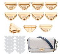 NBEADS 10 Sets Tuck Lock Clasp Catch, Triangle Iron Purse Thumb Locks Purse Buckle Fasteners Metal Clasp Locks for Leather Bag Case Clasp Hangbag Purse, 30.5x52x11mm