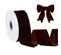 NBEADS 10 Yards/9.14m Velvet Ribbon Single Sided, 5.2cm Wide Vintage Soft Velvet Ribbons for Sewing Making DIY Crafts Gift Wrapping Bouquets Supplies, Coconut Brown