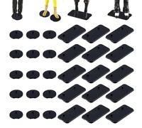 NBEADS 100 Pcs 2 Styles Plastic Action Figure Display Stand Base, Model Support Stand with Peg for 10.16cm Figurine DIY Project Display, Flat Round and Rectangle, Black