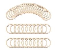 NBEADS 100 Pcs 60mm Unfinished Wood Pieces Rings Shape, Antique White Circle Ornaments Wood Linking Rings Blank Wooden Slices for Painting Pyrography Christmas Home Decor, 50cm Inner Diameter