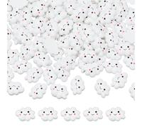 NBEADS 100 Pcs Cloud Resin Cabochons, Smile Cloud Cabochons Opaque Cloud Flatback Charms Cloud Beads Embellishments for Scrapbooking Ornament DIY Jewelry Making, 1.5x2.2x0.45cm