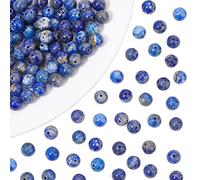 NBEADS 100 Pcs Natural Stone Beads, 6mm Natural Lapis Lazuli Loose Beads Round Gemstone Bead Charms for Necklace Bracelet Jewelry Making, Hole: 1mm