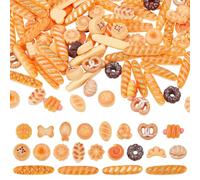 NBEADS 100 Pcs Resin Bakery Bread, Miniature Bread Bulk Tiny Bread Pastry Cake Model for Dollhouse Mini Kitchen Micro Landscaping Decoration