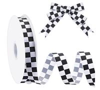 NBEADS 100 Yards/91m Black and White Checkered Ribbon, 2.5cm Wide Tartan Ribbon Polyester Craft Fabric Racing Party Decor for DIY Bows Wreaths Christmas Weddings Decor