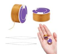 NBEADS 100 Yards Seed Bead Thread, 0.1mm Polyester String for Bracelets Special Coated Sewing Thread with 2 Pcs Big Eye Beading Needles for Leather Stitching Beading Jewelry Bracelets Making, Peru