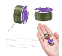 NBEADS 100 Yards Seed Bead Thread, 0.1mm Polyester String for Bracelets Special Coated Sewing Thread with 2 Pcs Big Eye Beading Needles for Stitching Beading Jewelry Bracelets Making, Dark Olive Green