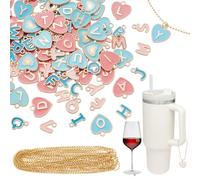 NBEADS 104 Pcs Alloy Letter Enamel Charms Set, 4 Sets Initial Alphabet Charms A-Z Alloy Enamel Letter Pendants with Brass Ball Chains Connectors Jump Rings for Necklace Bracelet Jewelry Making