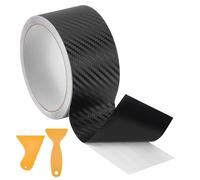 NBEADS 10m Car Door Edge Guards, 5cm Black Universal Door Sill Guard Cuttable Cabinet Door Bumpers with 2 Plastic Scraper 3D Carbon Fiber Edge Guard Protection Film for Car Door Furniture Kitchen