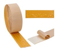 NBEADS 10M Peel and Stick Self Adhesive Foam Trim, 7.8cm Wide 3D Decorative Wallpaper Border Wall Edging Foam Wall Baseboard Trim for Hotel Home DIY Decoration, Gold